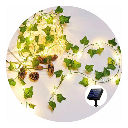 Guirnalda Hojas 4m Hiedra Artificial Led Solar Jardín Navida