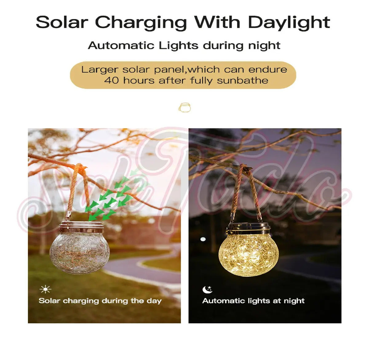 Lámpara Esfera LED Solar de Cristal Agrietado – Variedad de Colores