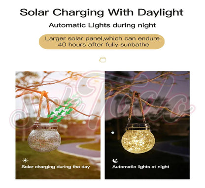Lámpara Esfera LED Solar de Cristal Agrietado – Variedad de Colores