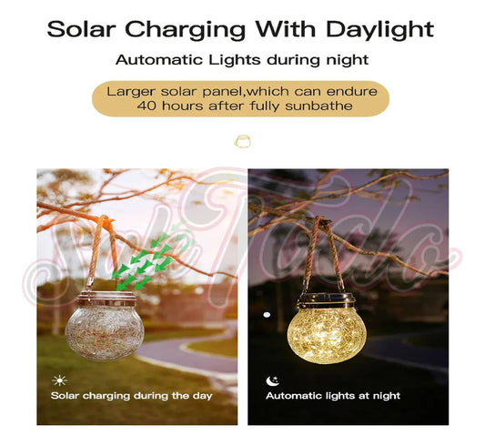 Lámpara Esfera LED Solar de Cristal Agrietado – Variedad de Colores