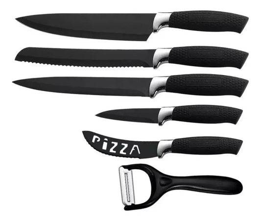 Set de Cuchillos de Cocina de Acero Inoxidable Antibacterial 7 Piezas – Cuchillos, Tijeras y Pelapapas