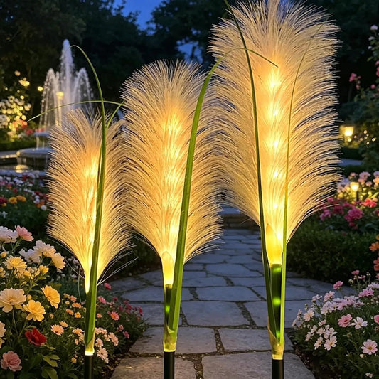 Pack 2 Luces LED Solares Decorativas para Jardín – Diseño Árbol Pluma