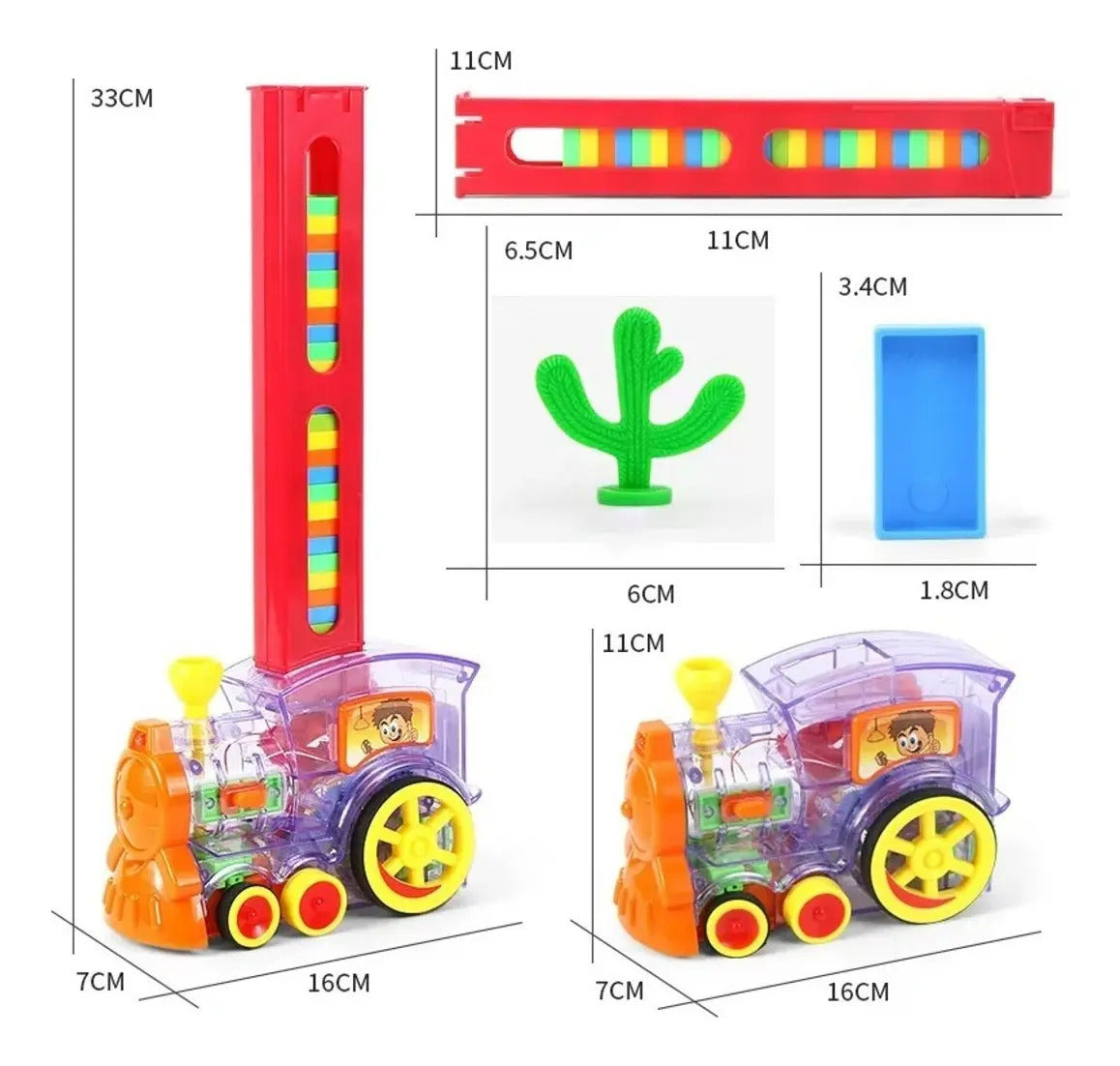 Tren Domino Mágico Para Niños 80 Pcs Luces Y Sonidos +3años