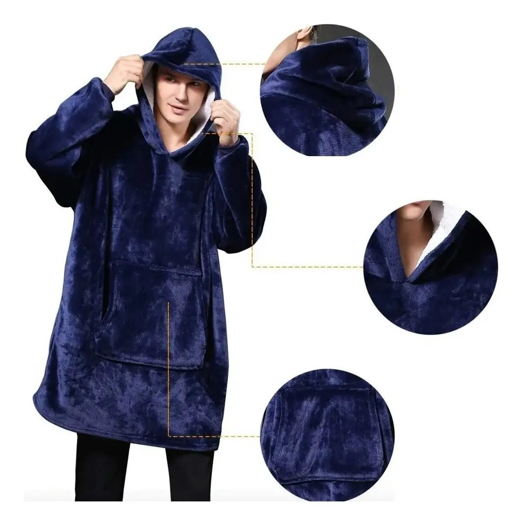 Poleron Sherpa Capucha Huggle Hoodie Chiporro Oversize Xxl