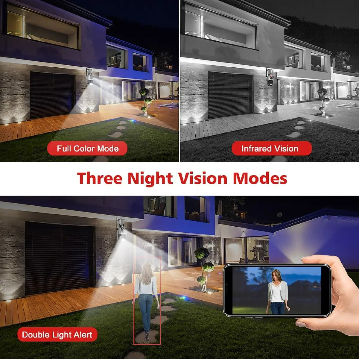 Cámara Vigilancia Wifi Exterior 2k 4mp Doble Lente Alarma