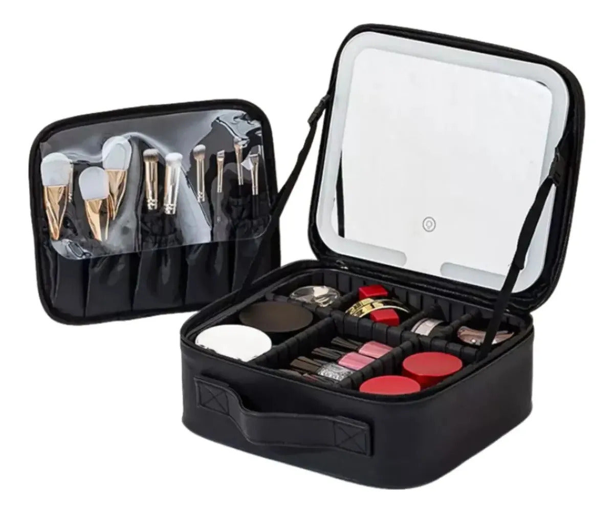 Cosmetiquero Con Espejo Y Luz Led Bolso Para Maquillaje