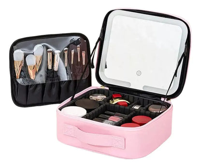 Cosmetiquero Con Espejo Y Luz Led Bolso Para Maquillaje