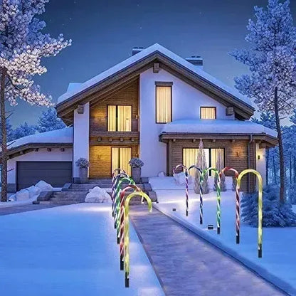 Set 5 Bastones Luces Led Solar De 60cm Caramelo Navidad