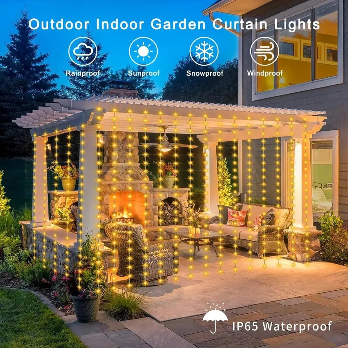 Cortina Solar Hada 3x2 M 200 Led Cable Transparente Navidad
