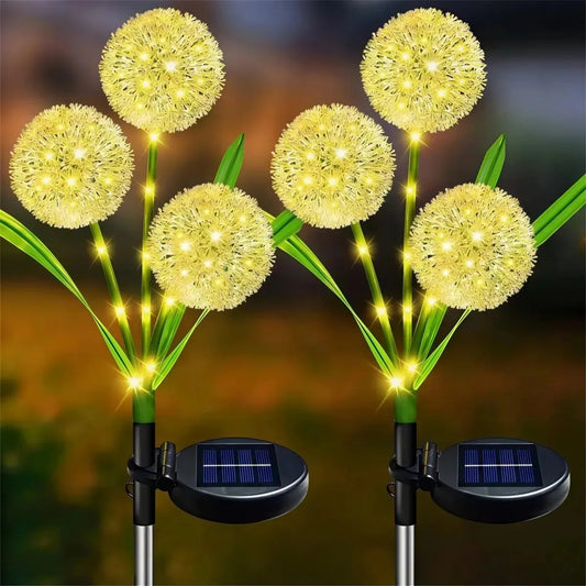 X2 Luces Led Solar Diente De Leon 3l Decoracion Patio Calido