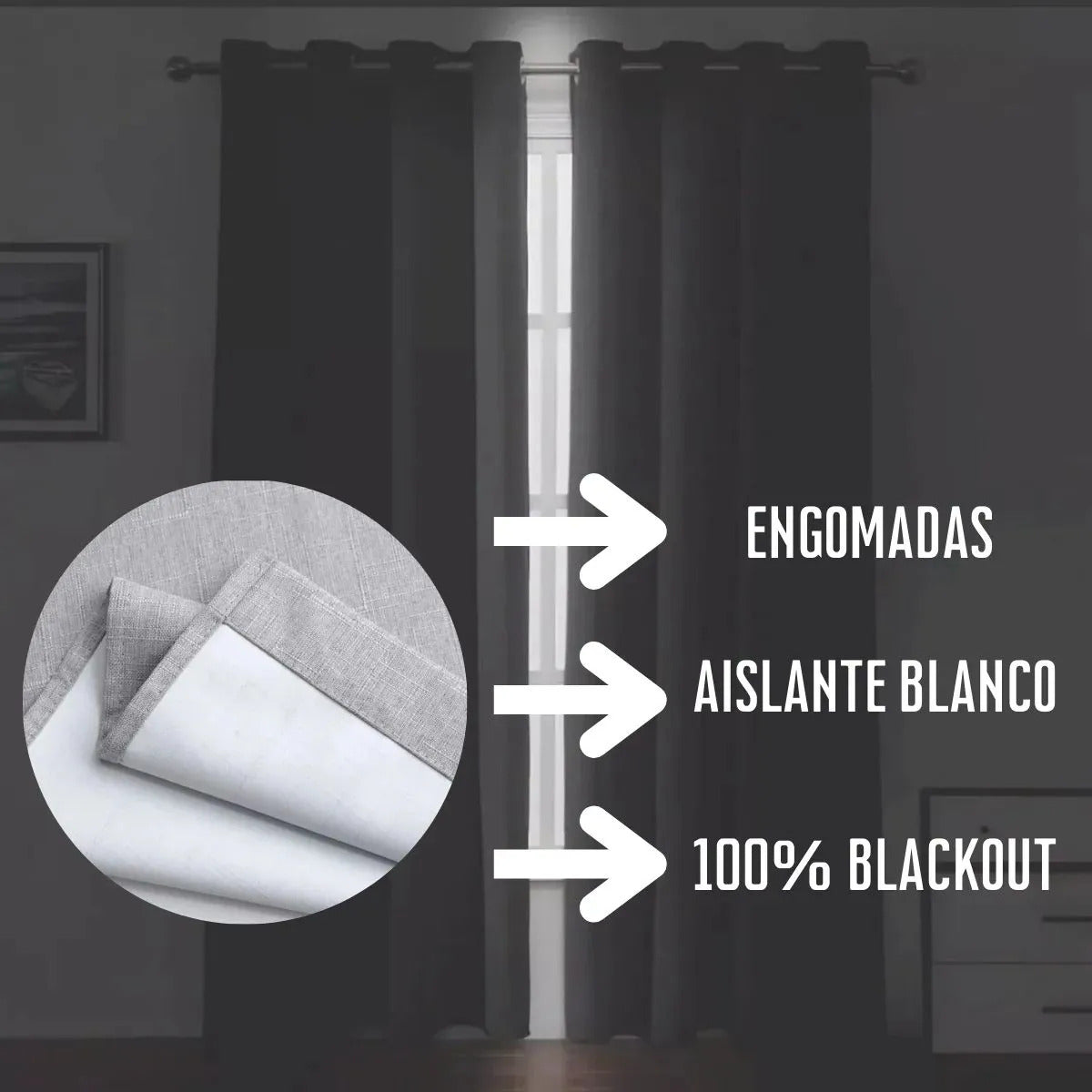 Pack 2 Cortinas Blackout Engomado Térmico Variedad de Medidas, Colores y Diseños