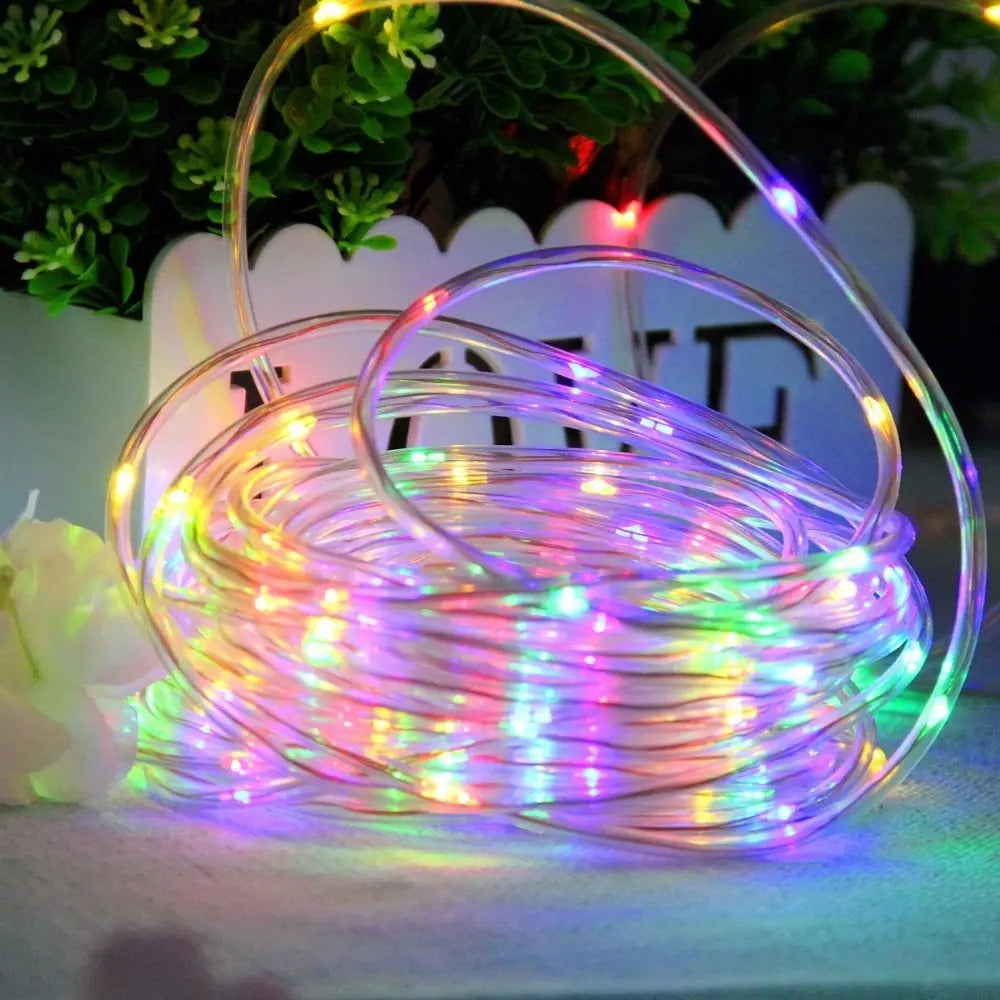 Manguera Luces Led Solar 10m Multicolor Navidad Decoración