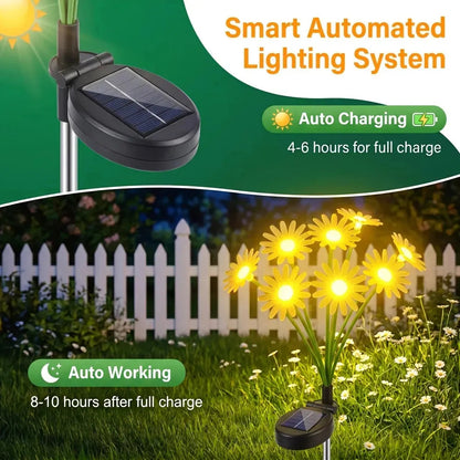 Pack 2 Luz Solar Decorativa Margaritas De 8 Led De Jardín