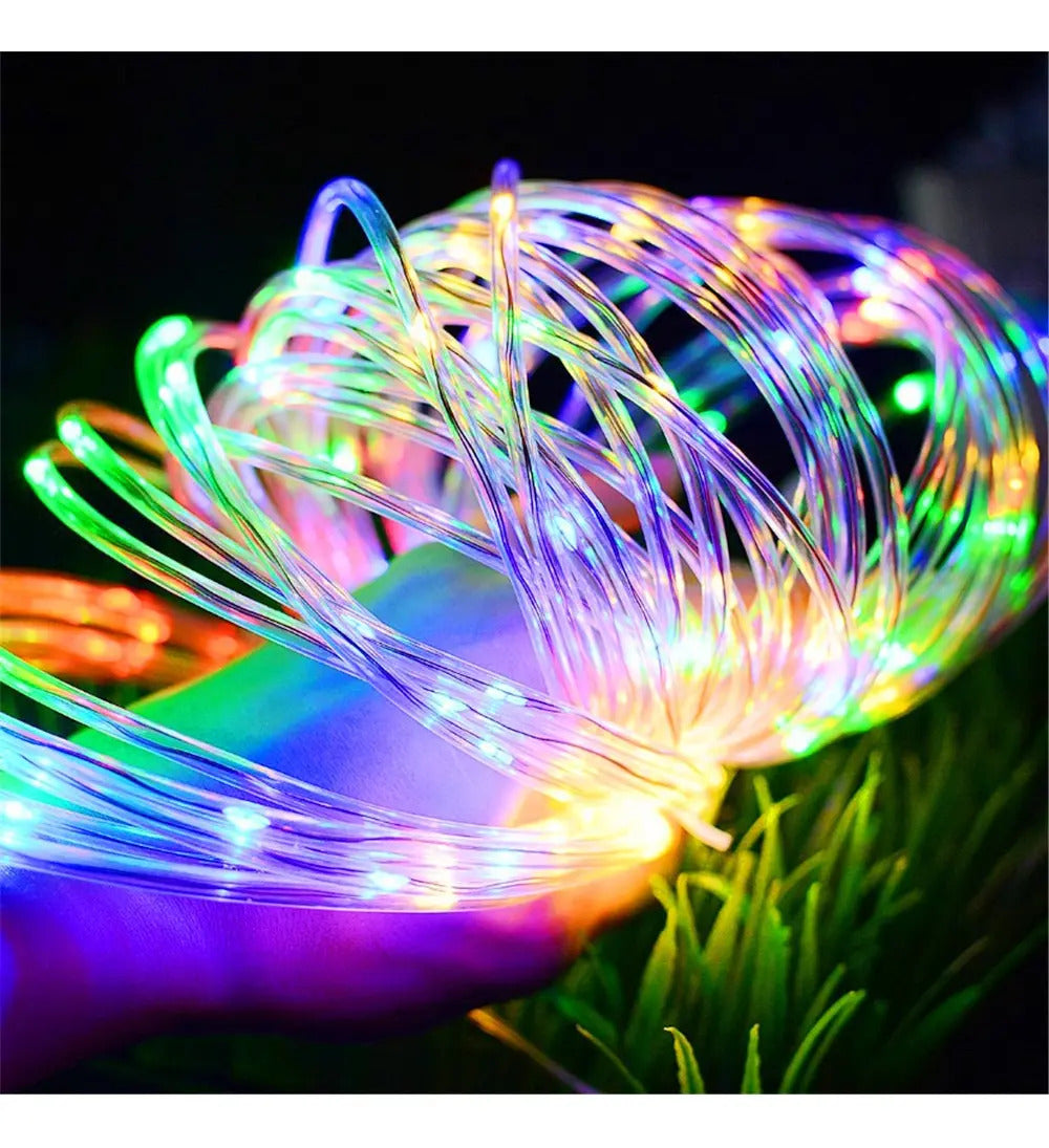 Manguera Luces Led Solar 10m Multicolor Navidad Decoración