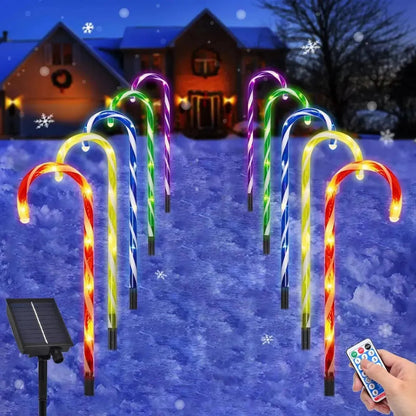 Set 5 Bastones Luces Led Solar De 60cm Caramelo Navidad