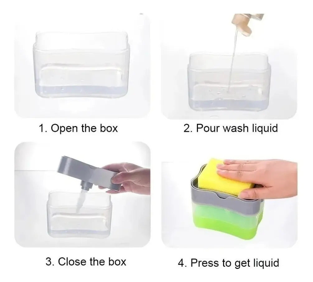 Dispensador De Lava Lozas Manual Para Cocina + Esponja