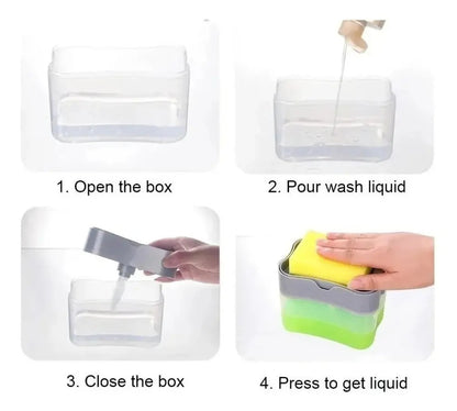 Dispensador De Lava Lozas Manual Para Cocina + Esponja