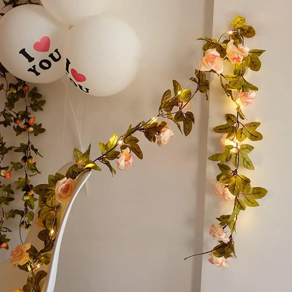 Guirnalda Rosas Artificial Led Solar 2 Mts Jardín Navidad