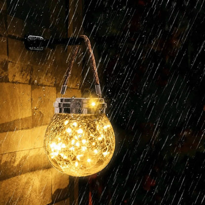 Lámpara Esfera LED Solar de Cristal Agrietado – Variedad de Colores