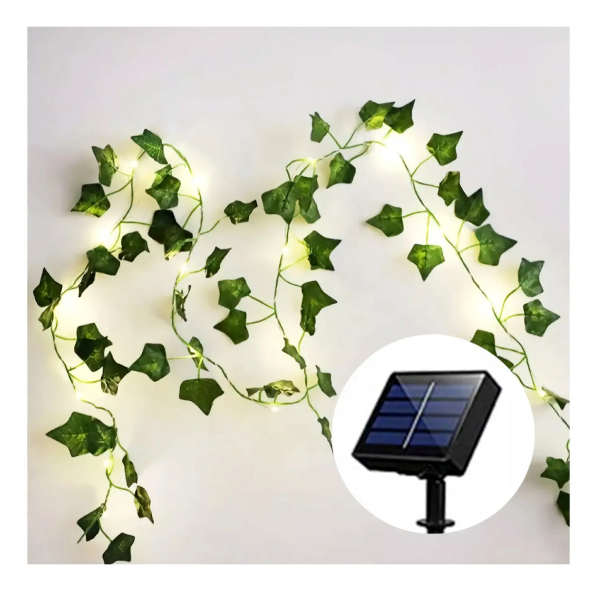 Guirnalda Hojas 4m Hiedra Artificial Led Solar Jardín Navida