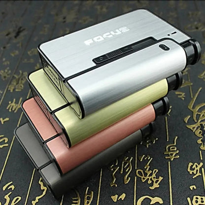 Estuche Automático Portátil Para 10 Cigarros Y Encendedor