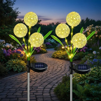 X2 Luces Led Solar Diente De Leon 3l Decoracion Patio Calido