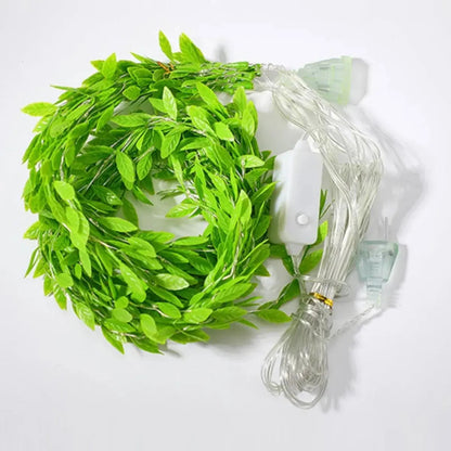 Guirnalda Hojitas Artificial Led Enchufe 3x0,9m Jardín Navid