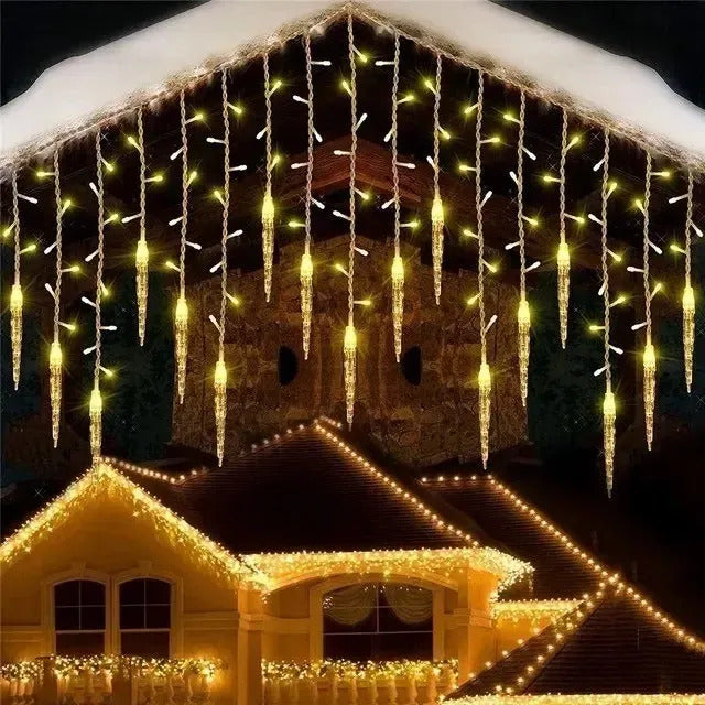 Cascada Solar Led Con Forma De Hielo de 3m, 5m y 7m Decoración Navidad