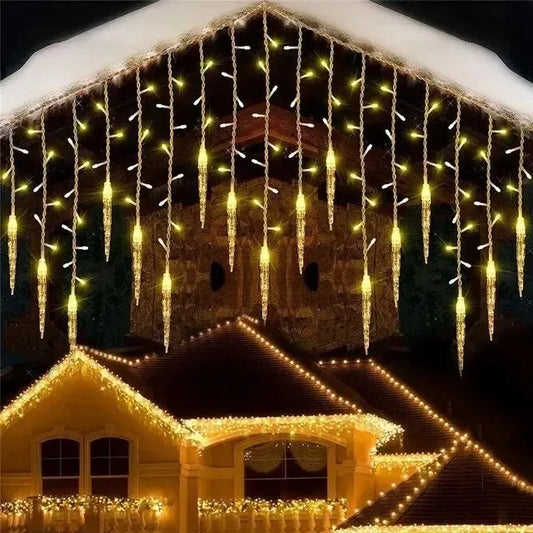 Cascada Solar Led Con Forma De Hielo de 3m, 5m y 7m Decoración Navidad