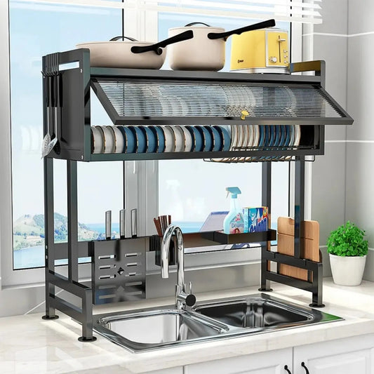 Escurridor Secador De Platos Loza 2 Niveles Cocina Organizador Con Puerta 85cm | ST-8032