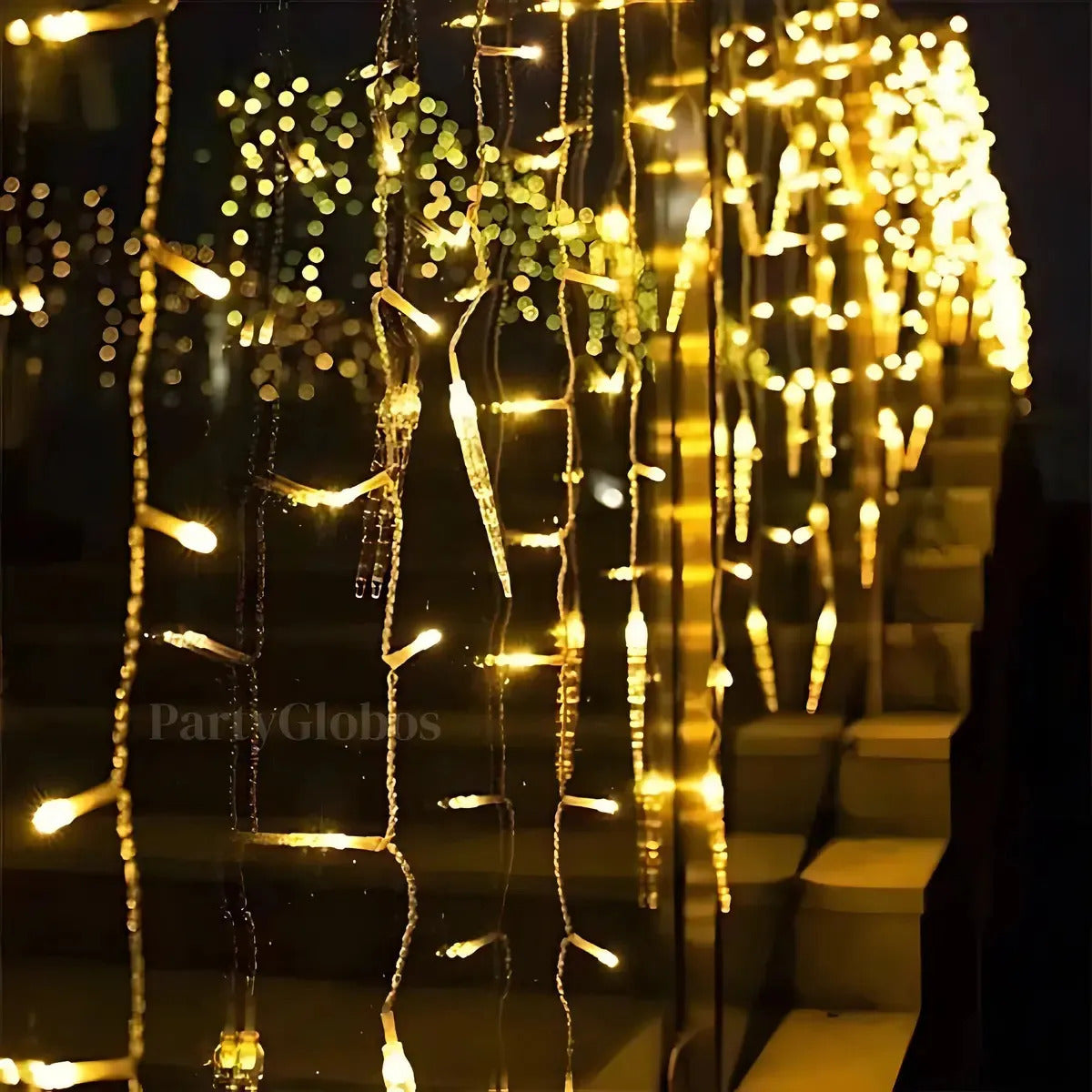 Cascada Solar Led Con Forma De Hielo de 3m, 5m y 7m Decoración Navidad