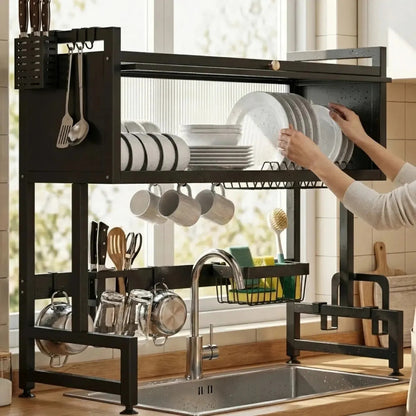 Escurridor Secador De Platos Loza 2 Niveles Cocina Organizador Con Puerta 85cm | ST-8032