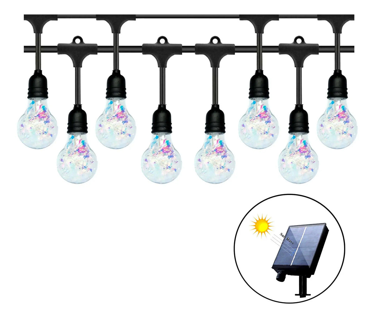 Guirnalda 10 Ampolletas Led Multicolor Solar Terraza Patio