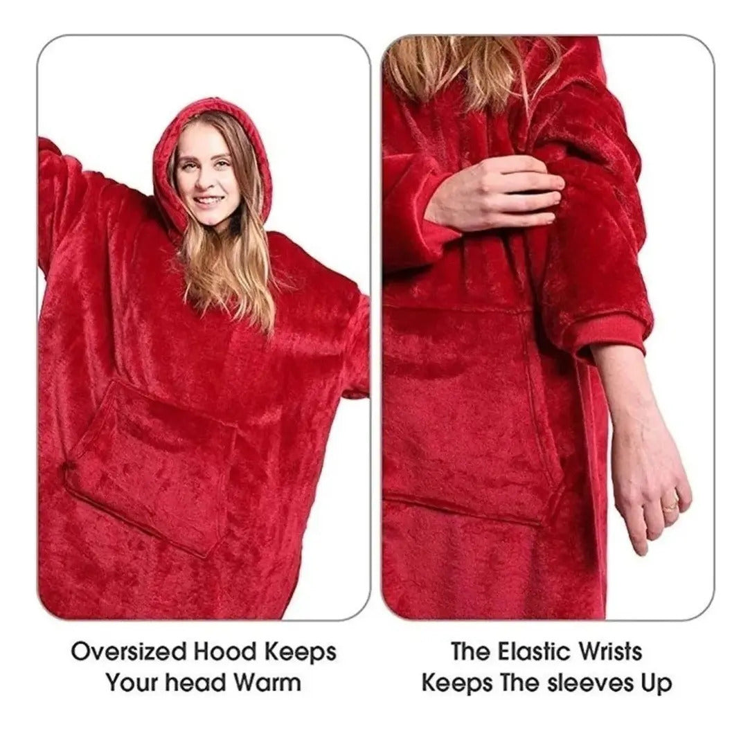 Poleron Sherpa Capucha Huggle Hoodie Chiporro Oversize Xxl