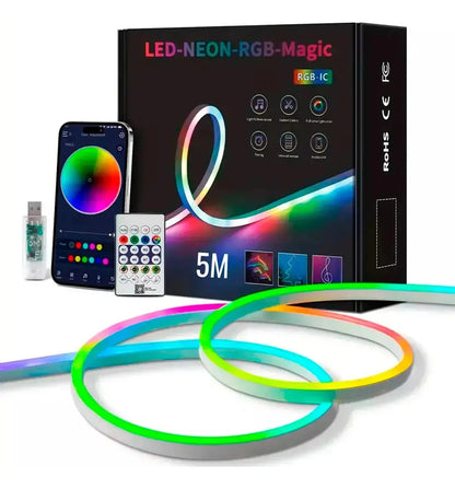 Tira LED Neón RGB Magic 5M IP67 USB con Bluetooth y Control