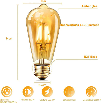Ampolleta Led Filamento 4w Retro St64 Vintage E27