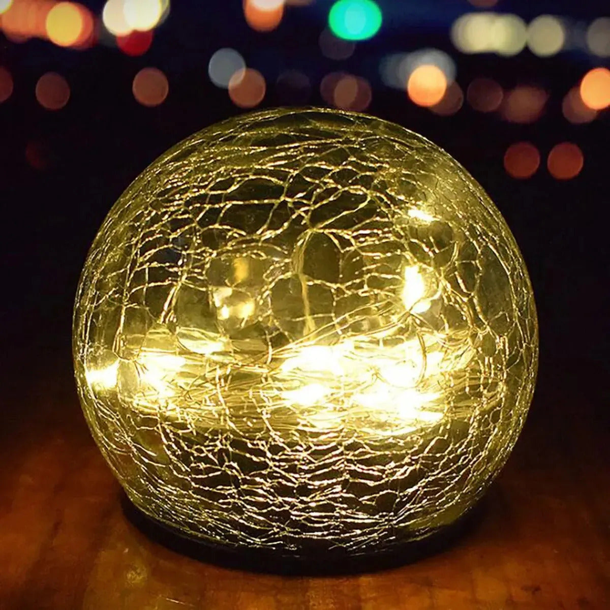 Lampara Vidrio Agrietado Farol De Jardín Solar Led Enterrada