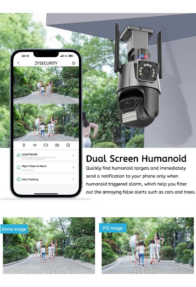 Cámara Vigilancia Wifi Exterior 2k 4mp Doble Lente Alarma