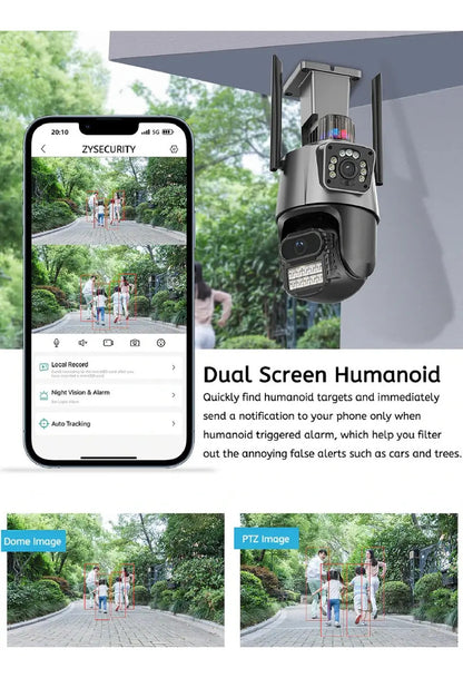 Cámara Vigilancia Wifi Exterior 2k 4mp Doble Lente Alarma