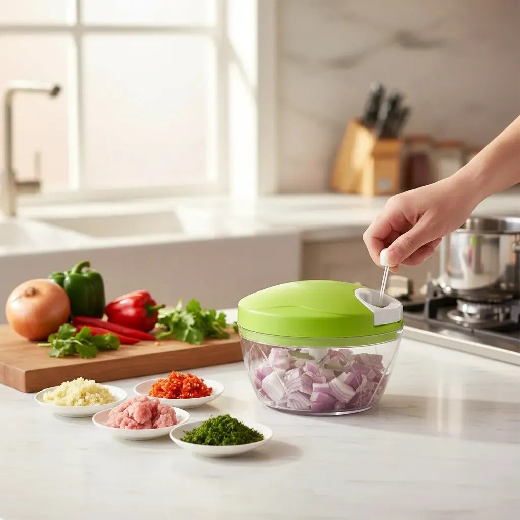 Mini Picador Verduras Cortador Cebolla Manual Ajo Vegetal