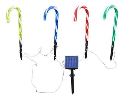 Set 5 Bastones Luces Led Solar De 60cm Caramelo Navidad