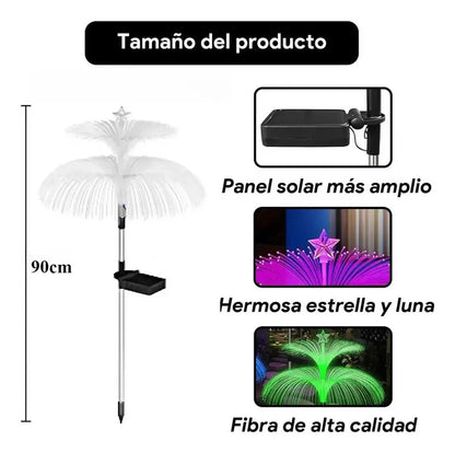 2 Luces Estaca Solar Forma De Medusa de Fibra Multicolor paraJardín