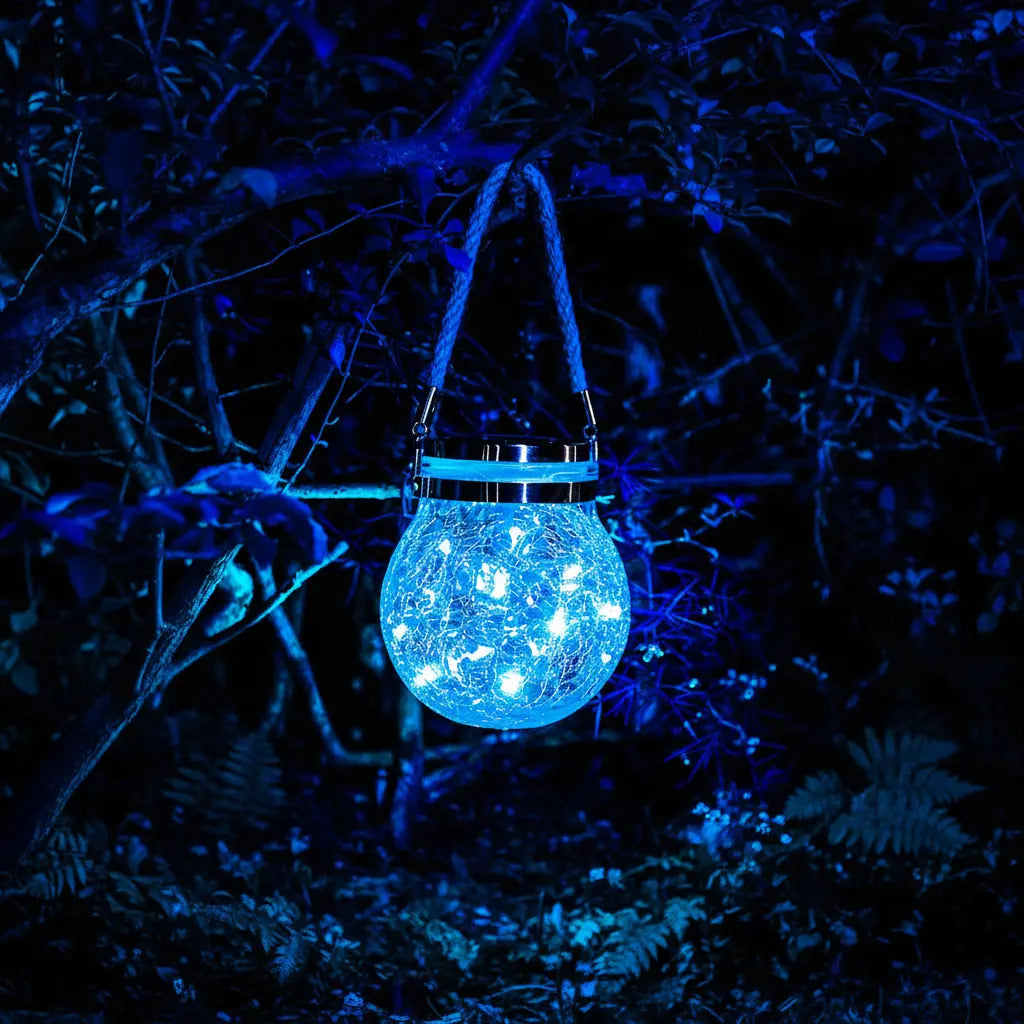 Lámpara Esfera LED Solar de Cristal Agrietado – Variedad de Colores