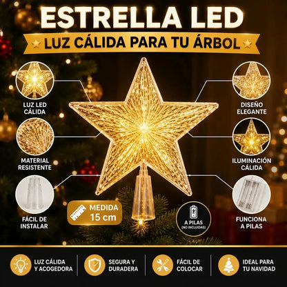 Estrellas Led 15cm y 21cm Para Árbol De Navidad Luces Led a Pilas Aa
