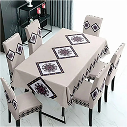Set 6 Fundas Sillas Elásticas Con Mantel Premium 7 Piezas