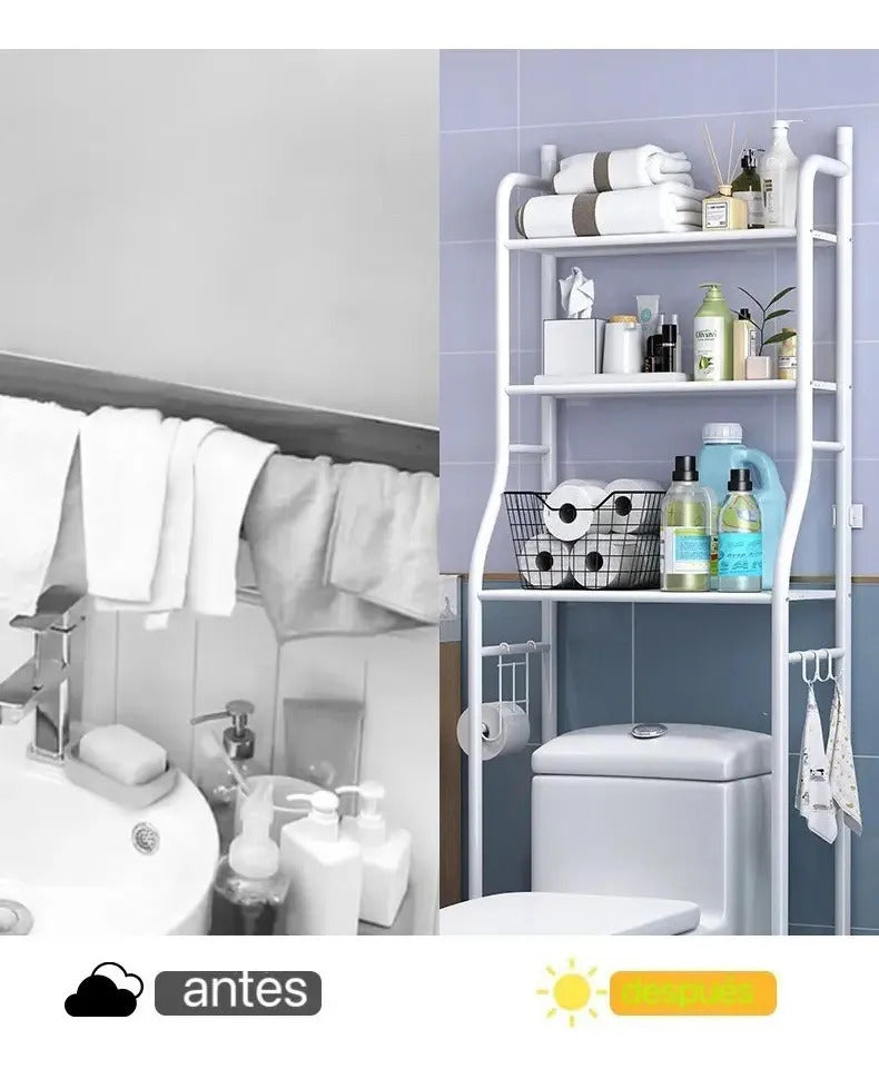 Estante Mueble Organizador Baño 3 Niveles Repisa Blanco