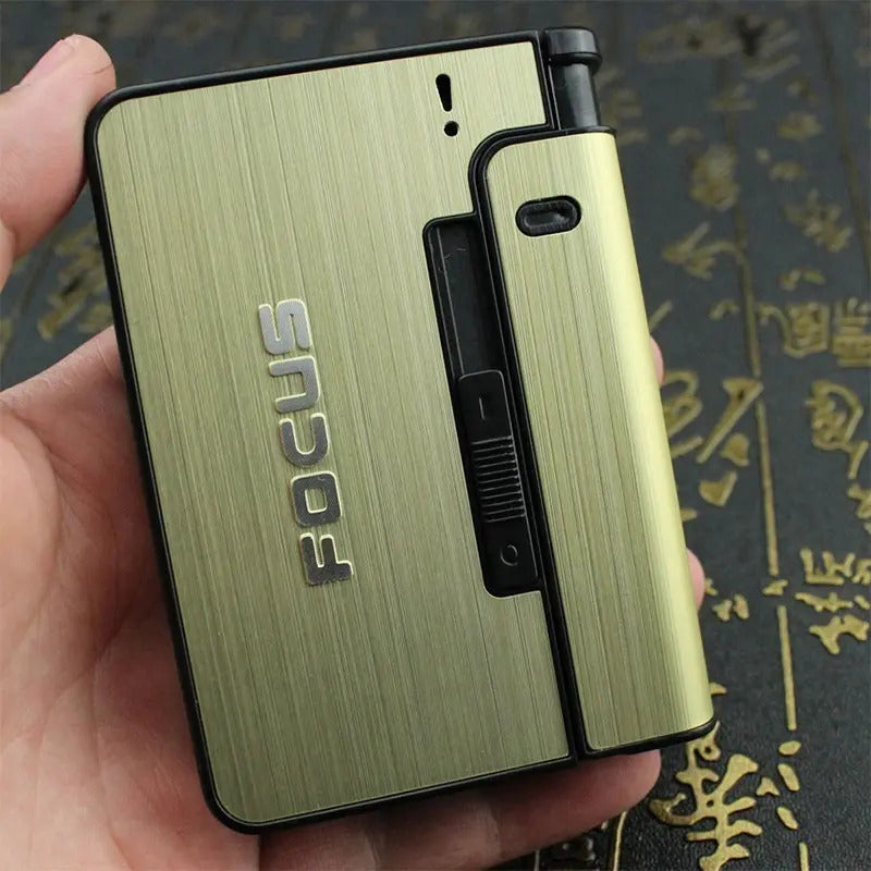 Estuche Automático Portátil Para 10 Cigarros Y Encendedor