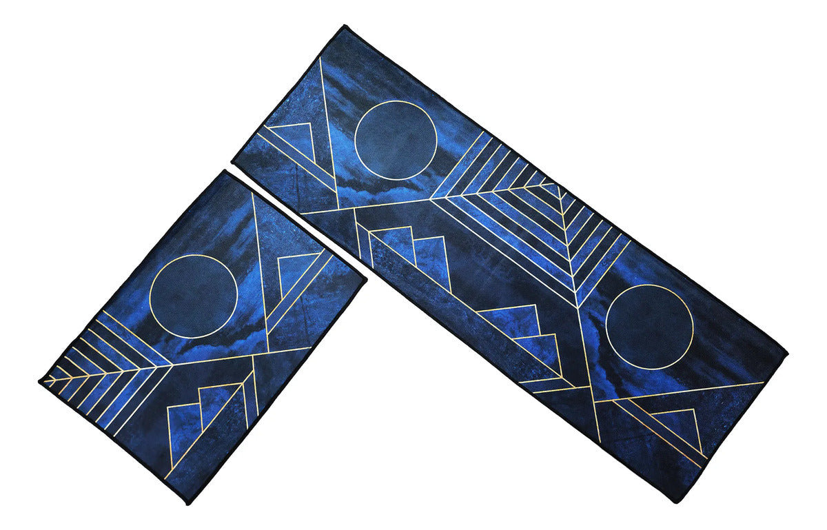 Alfombra Para Cocina Piso Baño Antideslizante Set 2 En 1 Figuras Geometricas