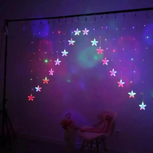 Cortina Solar Luces Led 3m Cascada Estrella Led Navideña