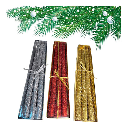 Pack X3 Velas Decoracion Navidad Velas Largas Brillantes